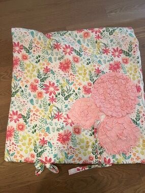 Land Of Nod Floral Pink Yellow Green Cotton sleeping bag